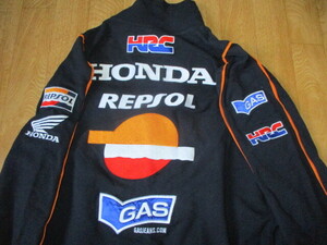 GAS・HRC・ホンダ・レプソル・レーシングチーム　全刺繍ロゴ　トラック・ジャージジャケット サイズ不明（L相当）　美中古