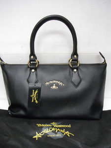 未使用品 Vivienne Westwood ANGLOMANIA ヴィヴィアンウエストウッドアングロマニア レザー トート バッグ ブラック J9-c 