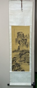 3　中国掛軸　杏静 山水 掛け軸　水墨山水図　書画　掛け軸　中国　山水　日本画　水墨　中古