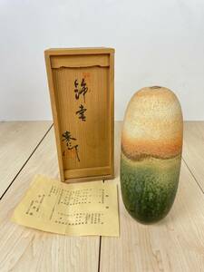 瀬戸焼　谷口史郎　浄壷　約21㎝　共箱　中古　現状品　返品不可　水さし？