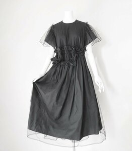 noir kei ninomiya ◆21SS チュール ワンピース 黒 XSサイズ ロングスカート 半袖 パーティー ドレス ノワールケイニノミヤ ◆RN12