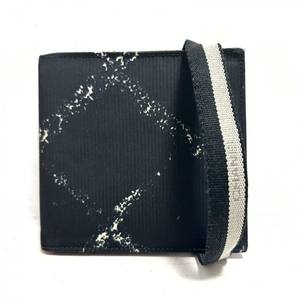 シャネル CHANEL 2つ折り財布/ミニ/コンパクト 旧トラベルライン ナイロン 黒×白 6番台 財布