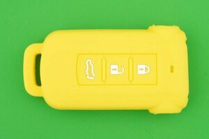 三菱デリカD5（MITSUBISHI・ミツビシ・みつびし）★5ボタン・スマートキー用シリコンカバーケース★黄色