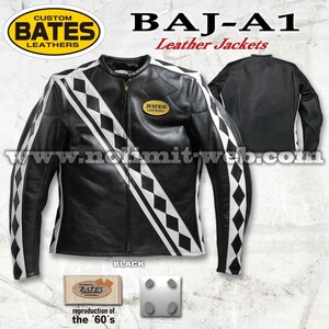 SALE　ベイツ レザージャケット BAJ-A1 S-M 38サイズ メンズ 本革 シングル ライダース 革ジャン 復刻デザイン BATES