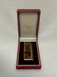 1円〜③ カルティエ Cartier ライター/ブラウン×ゴールド/ガスライター ケース付