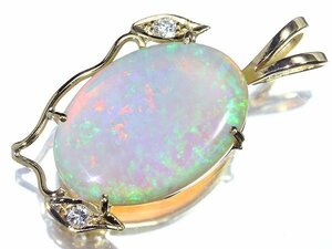 IU11571S【1円～】新品【RK宝石】≪opal≫ 天然オパール 大粒 約17.5ｍｍ×12.3ｍｍ 極上ダイヤモンド K18 高級ペンダントヘッド ダイヤ