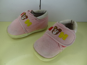 全国送料無料ミキハウス MIKI HOUSE 日本製 子供靴キッズベビー女の子 熊ベアー刺繍入りピンク色スニーカーシューズ 13cm
