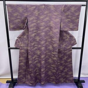 ★1413★単衣 小紋 正絹 濃い紫 着物 和装 和服 夏物