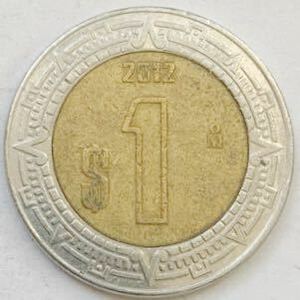 海外コイン　メキシコ　1ペソ バイメタル貨　2012年
