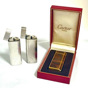 １円スタート Cartier カルティエ ライター まとめ ガスライター 五角形 ローラー式 喫煙具　箱付き b2