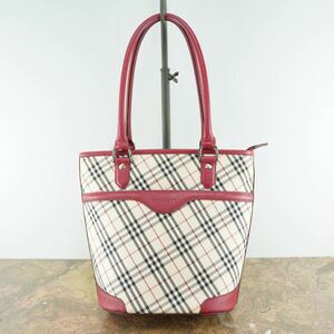 BURBERRY CHECK PATTERNED LEATHER TOTE BAG/バーバリーチェック柄レザートートバッグ