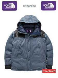 新品 THE NORTH FACE Purple Label nanamica パープルレーベル 最高級デニム転写シープヌバックレザーマウンテンダウンジャケット S 即完売