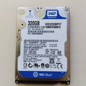 【75】320GB HDD SATA 2.5インチ WD WD3200BPVT ハードディスクドライブ