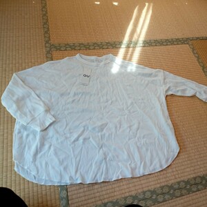 新品未使用　GU　ワッフルオーバーサイズポンチョTシャツ　レディース　М　白　ホワイト　長袖　