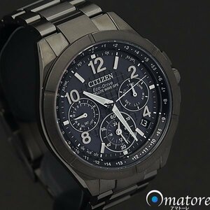 1円～◎美品◎CITIZEN シチズン アテッサ【ブラックチタンシリーズ サテライトウェーブ】GPS電波ソーラー CC9075-52F F900◎箱