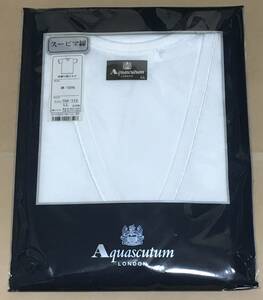 Aquascutum　半袖 V首シャツ 日本製 スーピマ綿100％　LL　アクアスキュータム