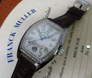 心斎橋そごう購入 美品 FRANCK MULLER フランクミュラー コンキスタドール 8005SCD1R 純正ダイヤ自動巻メンズ国際保証書あり純正箱あり本物