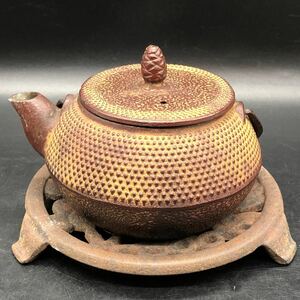 鉄器 急須&敷台セット　鉄瓶　茶道具 煎茶道具 茶器　食器　Y12-3