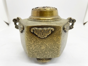 蝋型鋳型師　貴重　銅製香炉　清富　共箱　銘 古美術 時代物 骨董品