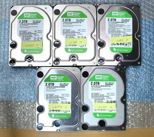 ★3.5inch SATA HDD★WD CaviarGreen　2TB×5本セット★