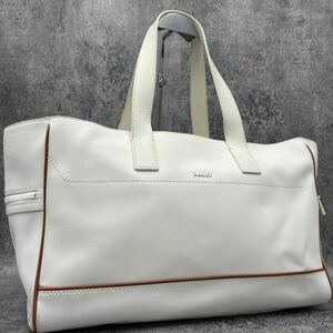 ●希少品 A4●BALLY バリー メンズ トートバッグ ハンド ショルダー ホワイト 白色 大容量 肩掛け○ ビジネスバッグ 書類カバン