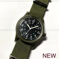 腕時計オリーブカラー、ミリタリー型。シンプル&スタンダード。NATOベルト。F8