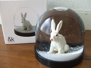 新品☆&K amsterdam☆ワンダーボールWhite Rabbitスノードーム　アンドケー アムステルダムうさぎ白兎wonder ballオランダ北欧ウサギ雪