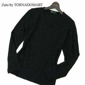 Zero by TORNADOMART トルネードマート 幾何学 リンクス カスリ ジャージー 長袖 カットソー Tシャツ Sz.L メンズ 黒 日本製　A3T15173_C#F