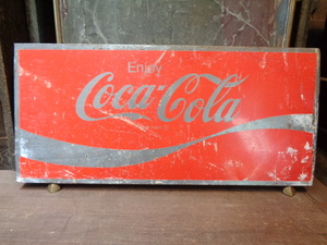 【Coca-Colaアイアン看板】コカコーラ古道具アンティーク骨董インテリアインダストリアルスチールプレートブリキ