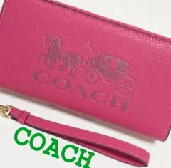 COACH コーチ長財布 ホース アンド キャリッジ C5889 ピンク
