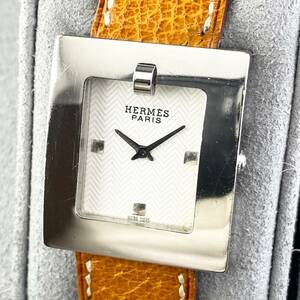 【1円〜】HERMES エルメス 腕時計 メンズ レディース兼用 BE1.210 ベルトウォッチ □C刻印 ホワイト文字盤 スクエア 可動品