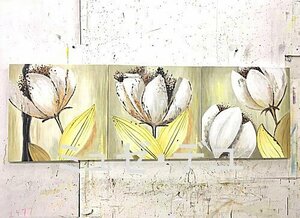 ミュゼ・デユ『手絵き油彩画』 3パネルSET油絵 アートパネル パネルアート花