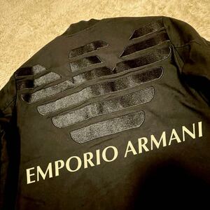 美品　EMPORIO ARMANI エンポリオアルマーニ　ブルゾン　ボンバージャケット　MA-1 イーグルロゴ　ダブルジップ　ブラック　黒　48 M L