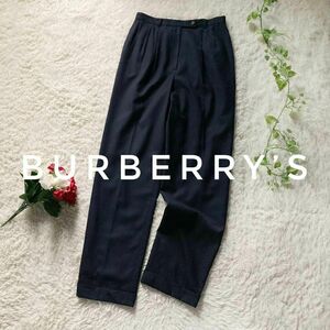 オールドバーバリー　ヴィンテージ　バーバリーズ　ウールカシミヤスラックス　紺　レディース　11号　BURBERRY’S