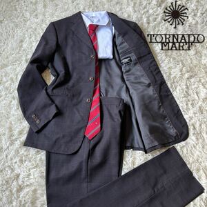 【古き良きスタイル】 トルネードマート TORNADO MART スーツ 上下 セットアップ ブラウン ペンチェック Lサイズ 大きいサイズ 3B 美品