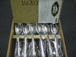 LUCKY WOOD/ラッキーウッド◆ティースプーン 6本◆18-12ステンレス◆未使用保管品