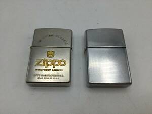 O23♪【火花確認済み】2点セット ZIPPO ジッポ オイルライター AMERICAN CLASSIC 無地 / 喫煙グッツ 現状品 ジャンク品 ♪