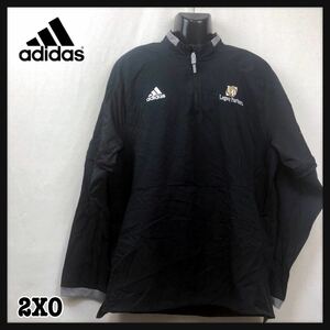 即決★adidas★アディダス★メンズ★ハーフジップ★黒×グレー★2XO★Legacy Partners★野球★ベースボール★大きいサイズ★ポリ100%