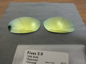 処分価格！！★オークリー Fives 2.0 ファイブ 2.0 用 カスタム偏光レンズ 24K GOLD Polarized 新品 FIVE　ファイブス　