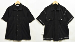 AD1999 ヴィンテージ 日本製 コム・デ・ギャルソン オム 半袖シャツ リバーシブル ブラック メンズL相当(32116