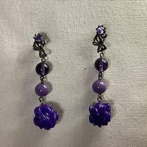 【USED】アナスイ ANNA SUI★バタフライ ちょうちょ 蝶々 2WAY ピアス 紫 パープル ビジュー ANASUI アクセサリー ライトストーン ドロップ