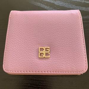 CG ゴールドメタル　ロゴ　くすみピンク　カードケース　折り　財布