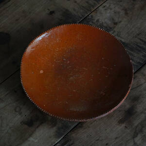 19世紀 アメリカ 無地レッドウェア皿 / アンティーク 1800年代 古道具 古民芸 民藝 民陶 スリップウェア パイ皿 デルフト 柳宗悦