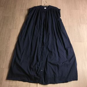 100円スタート□ URBAN RESEARCH DOORS アーバンリサーチドアーズ　バンドカラー　インド綿　ギャザー　ワンピース　ゆったり