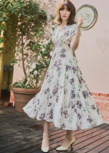 新品 Her lip to Full Of Love Long Dress ハーリップトゥ 花柄 フラワープリント ドロスト ロングワンピース Sサイズ 小嶋陽菜 送料込