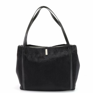 1円■美品■PELLE BORSA ペレボルサ■レザー ナイロン トート バッグ フェイクファー 肩掛け ショルダー ハンド A4 レディース EHM X11-6