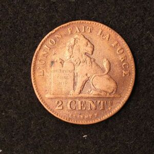ベルギー 2セント銅貨（1902）[E3063]コイン