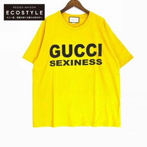 GUCCI グッチ 616036 イエロー コットン SEXINESS Tシャツ マスタード イエロー XL トップス コットン メンズ 中古