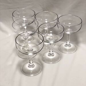 シャンパングラス 6個セット HIGH PLACID昭和レトロ 食器 ガラス製