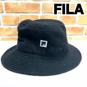 FILA フィラ　バケットハット　バケハ　黒　ブラック　シンプル